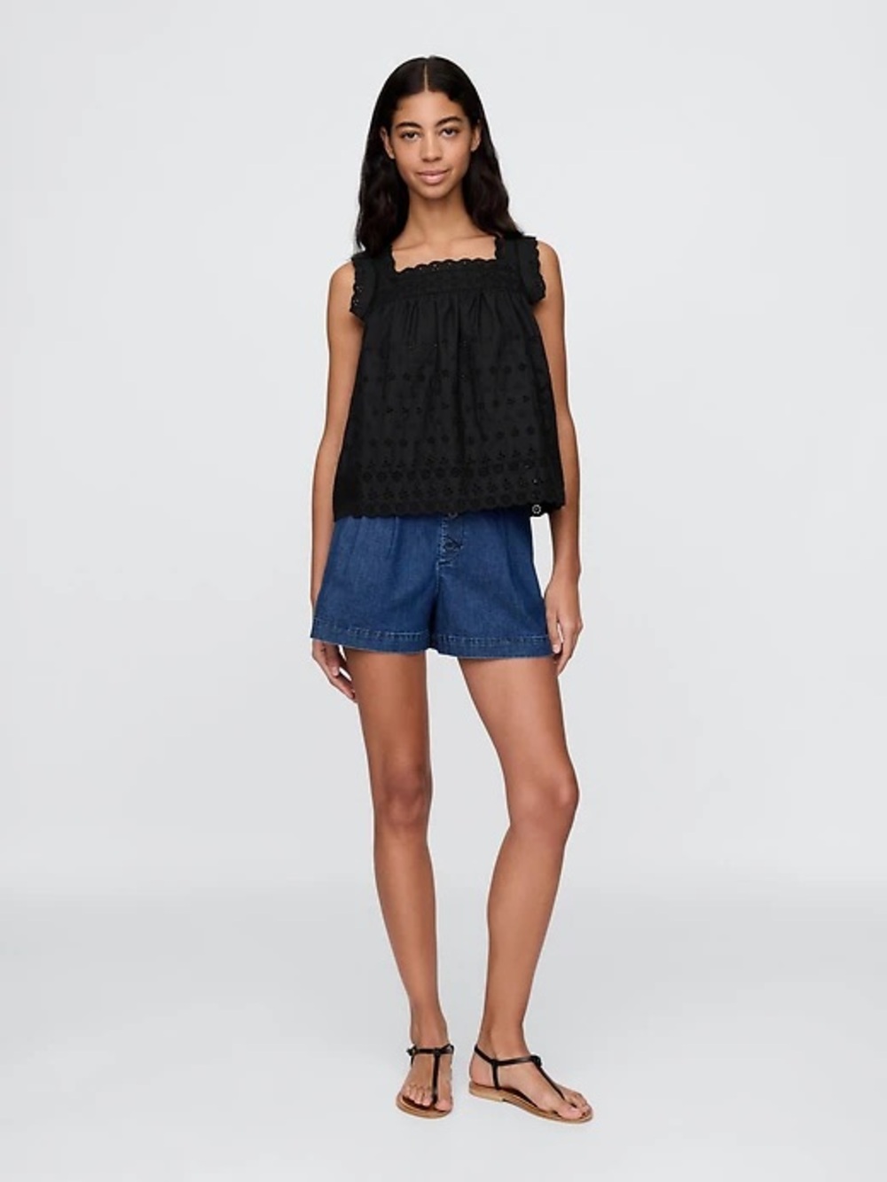 Gap × DÔEN Eyelet Top Black Coquette Cottagecore Size XS NWT - Picture 2 of 7